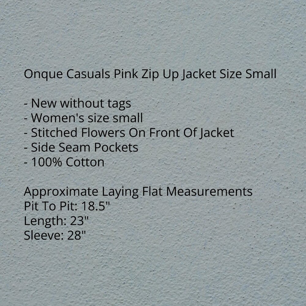 NEW Onque Casuals 100% Cotton Pink Floral Jacket - Picture 6 of 8